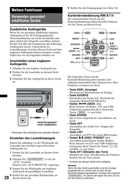 Sony CDX-GT450U - CDX-GT450U Consignes d&rsquo;utilisation Allemand