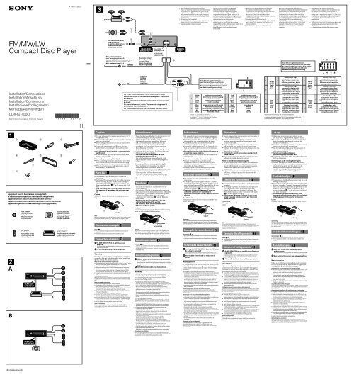 Sony CDX-GT450U - CDX-GT450U Guide d'installation