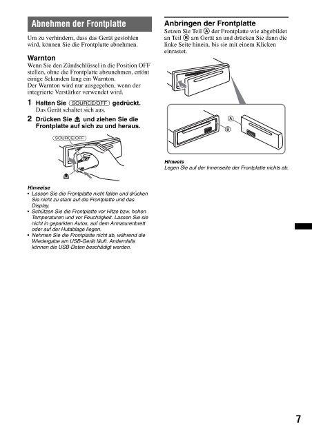 Sony CDX-GT450U - CDX-GT450U Consignes d&rsquo;utilisation Fran&ccedil;ais