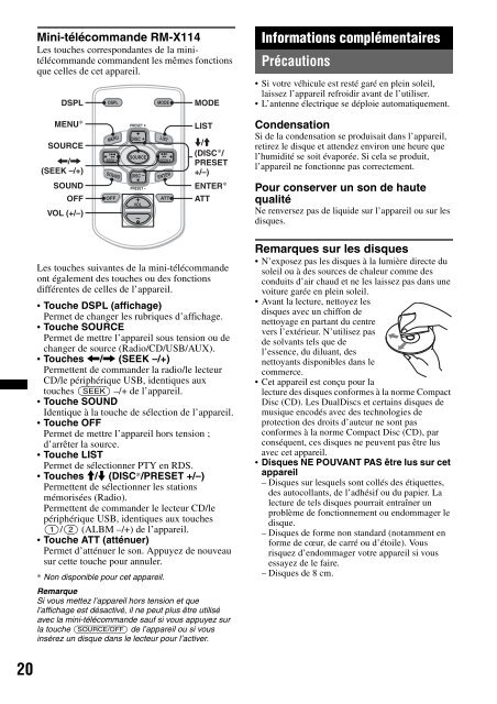 Sony CDX-GT450U - CDX-GT450U Consignes d&rsquo;utilisation Fran&ccedil;ais