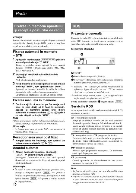 Sony CDX-GT450U - CDX-GT450U Mode d'emploi Roumain