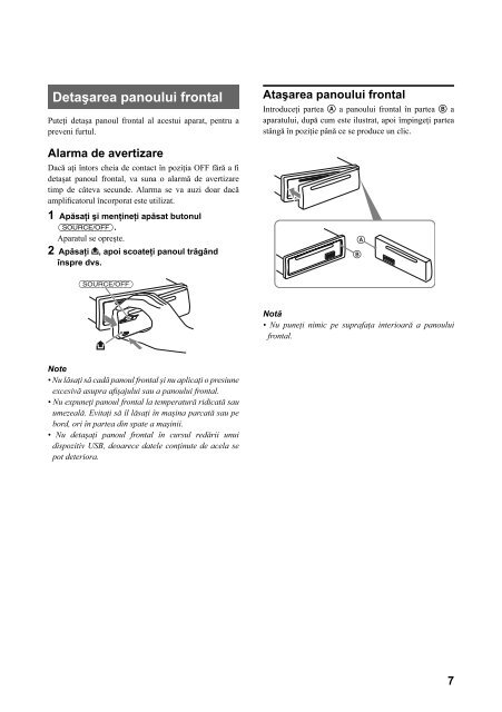 Sony CDX-GT450U - CDX-GT450U Mode d'emploi Roumain