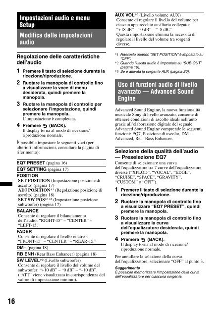 Sony CDX-GT450U - CDX-GT450U Consignes d&rsquo;utilisation Italien