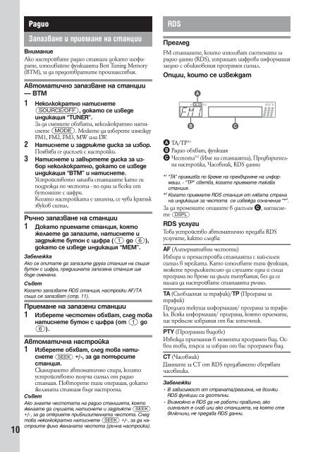 Sony CDX-GT450U - CDX-GT450U Mode d'emploi Bulgare