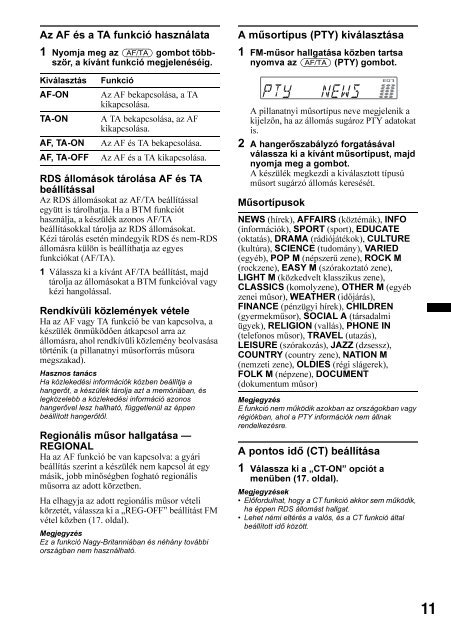 Sony CDX-GT450U - CDX-GT450U Consignes d&rsquo;utilisation Hongrois