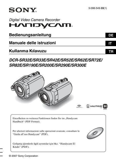 Sony DCR-SR82E - DCR-SR82E Consignes d&rsquo;utilisation Allemand