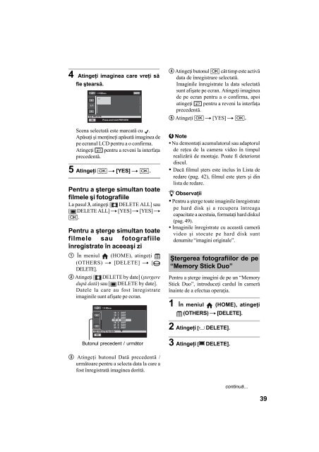 Sony DCR-SR82E - DCR-SR82E Mode d'emploi Roumain