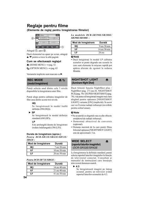 Sony DCR-SR82E - DCR-SR82E Mode d'emploi Roumain