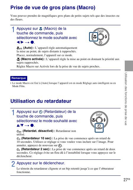 Sony DSC-W270 - DSC-W270 Consignes d&rsquo;utilisation