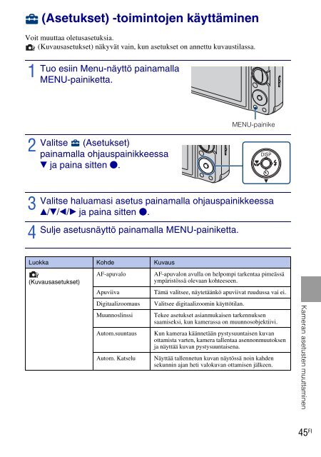 Sony DSC-W270 - DSC-W270 Consignes d&rsquo;utilisation Finlandais