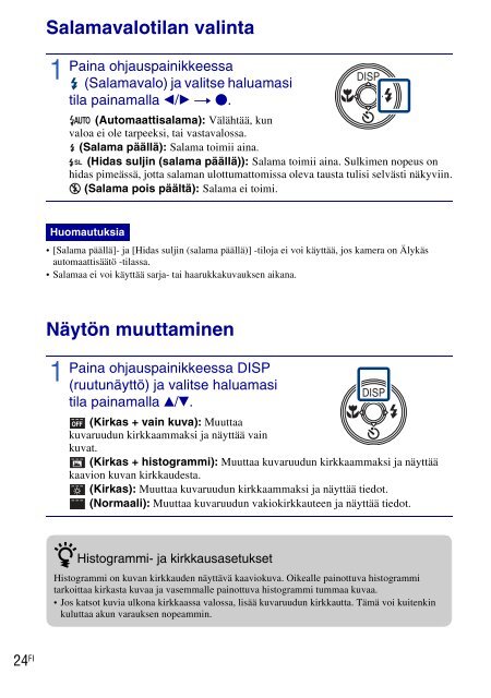 Sony DSC-W270 - DSC-W270 Consignes d&rsquo;utilisation Finlandais