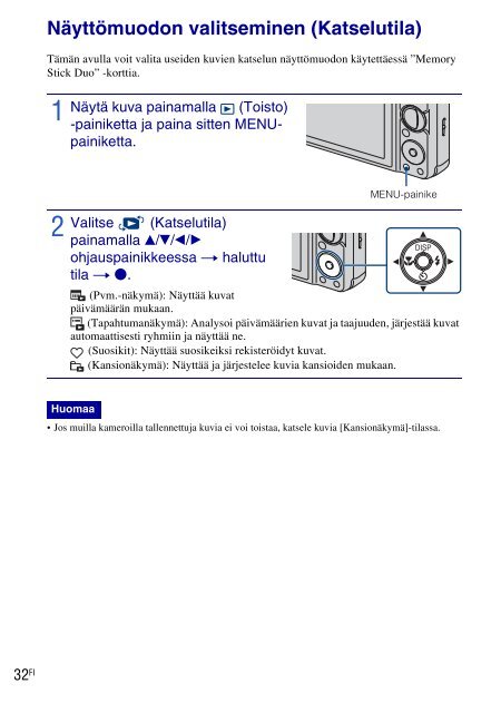 Sony DSC-W270 - DSC-W270 Consignes d&rsquo;utilisation Finlandais