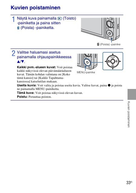 Sony DSC-W270 - DSC-W270 Consignes d&rsquo;utilisation Finlandais