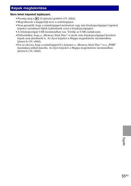 Sony DSC-W270 - DSC-W270 Consignes d&rsquo;utilisation Hongrois