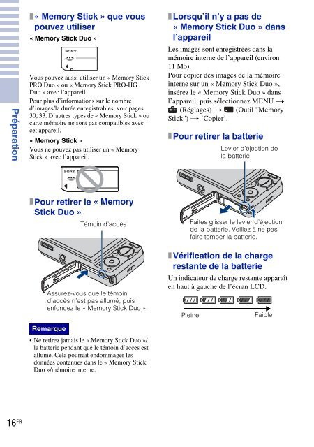 Sony DSC-W270 - DSC-W270 Consignes d&rsquo;utilisation Fran&ccedil;ais