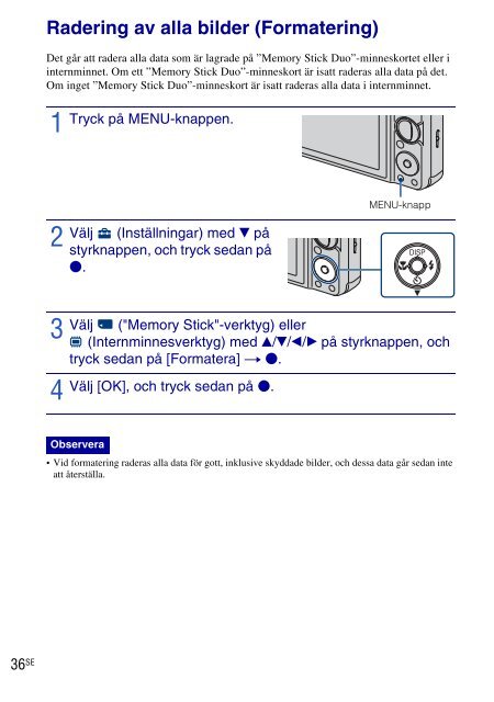 Sony DSC-W270 - DSC-W270 Consignes d&rsquo;utilisation Su&eacute;dois