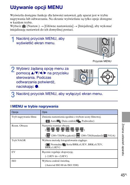 Sony DSC-W270 - DSC-W270 Consignes d&rsquo;utilisation Polonais