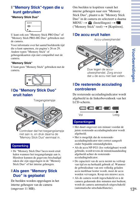 Sony DSC-W270 - DSC-W270 Consignes d&rsquo;utilisation N&eacute;erlandais