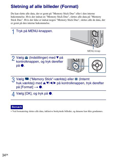 Sony DSC-W270 - DSC-W270 Consignes d&rsquo;utilisation Danois