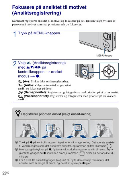 Sony DSC-W270 - DSC-W270 Consignes d&rsquo;utilisation Norv&eacute;gien