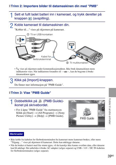 Sony DSC-W270 - DSC-W270 Consignes d&rsquo;utilisation Norv&eacute;gien