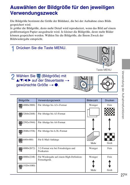 Sony DSC-W270 - DSC-W270 Consignes d&rsquo;utilisation Allemand