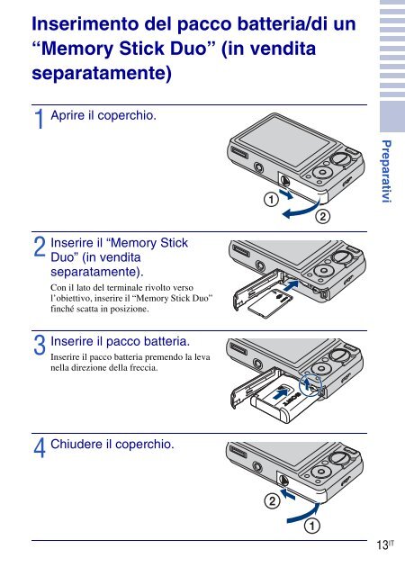 Sony DSC-W270 - DSC-W270 Consignes d&rsquo;utilisation Italien