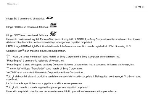 Sony VPCF13S1E - VPCF13S1E Mode d'emploi Italien