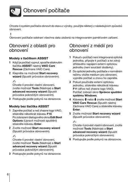 Sony VPCF13S1E - VPCF13S1E Guide de d&eacute;pannage Slovaque
