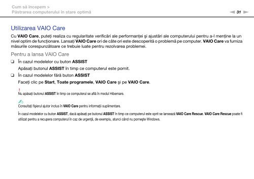 Sony VPCF13S1E - VPCF13S1E Mode d'emploi Roumain