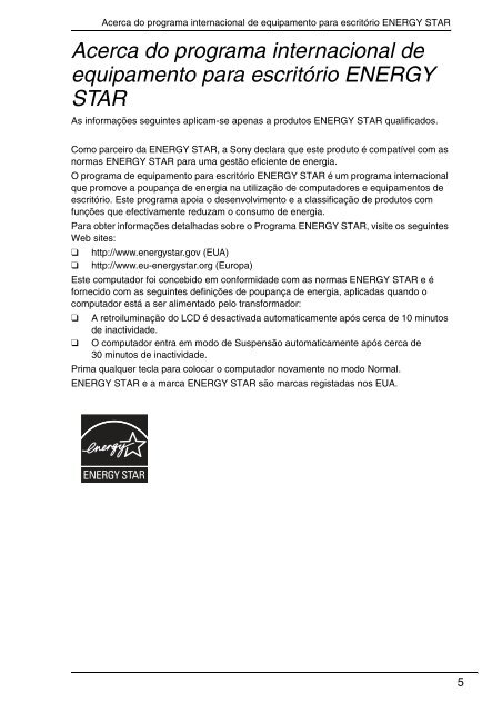 Sony VPCF13S1E - VPCF13S1E Documents de garantie Portugais
