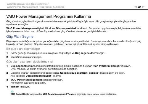 Sony VPCF13S1E - VPCF13S1E Mode d'emploi Turc