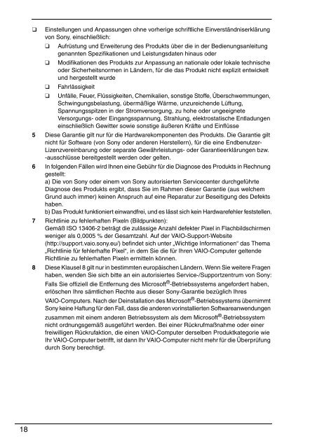 Sony VPCF13S1E - VPCF13S1E Documents de garantie Allemand