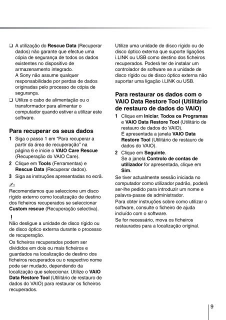 Sony VPCF13S1E - VPCF13S1E Guide de d&eacute;pannage Portugais