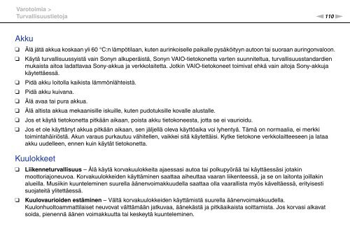 Sony VPCF13S1E - VPCF13S1E Mode d'emploi Finlandais