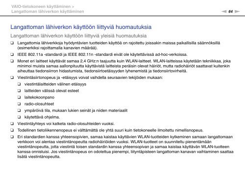 Sony VPCF13S1E - VPCF13S1E Mode d'emploi Finlandais