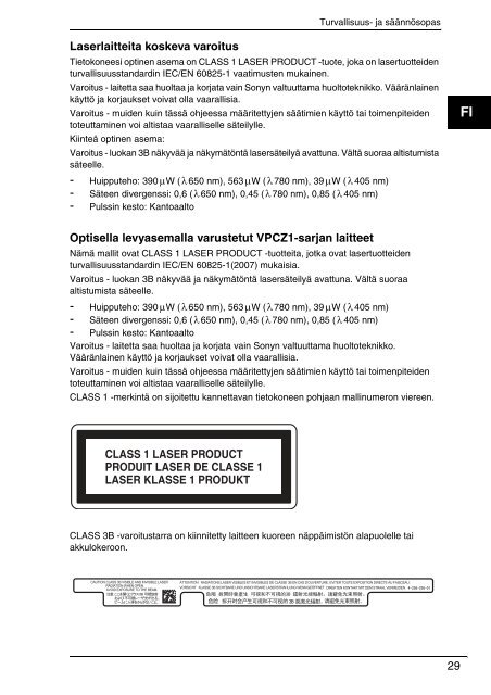 Sony VPCF13S1E - VPCF13S1E Documents de garantie Su&eacute;dois