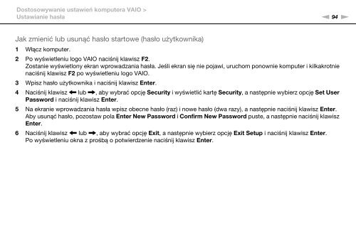 Sony VPCF13S1E - VPCF13S1E Mode d'emploi Polonais