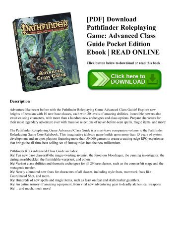 [PDF] Download Pathfinder Roleplaying Game Advanced Class Guide Pocket Edition Ebook  READ ONLINE