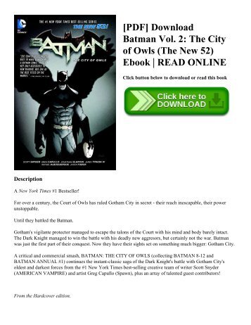 [PDF] Download Batman Vol. 2 The City of Owls (The New 52) Ebook  READ ONLINE