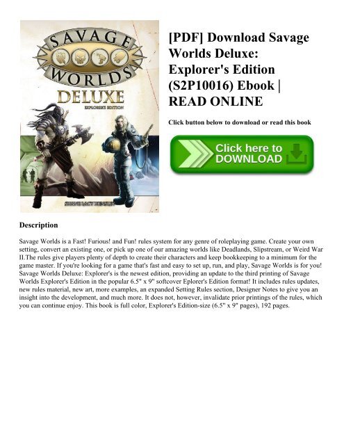 Savage Worlds Deluxe English Explorers Edition