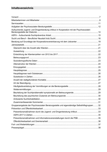 Jahresbericht Caritas Suchtberatung Ludwigsburg 2017