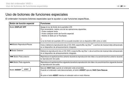 Sony VPCF13S1E - VPCF13S1E Mode d'emploi Espagnol