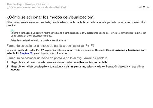 Sony VPCF13S1E - VPCF13S1E Mode d'emploi Espagnol