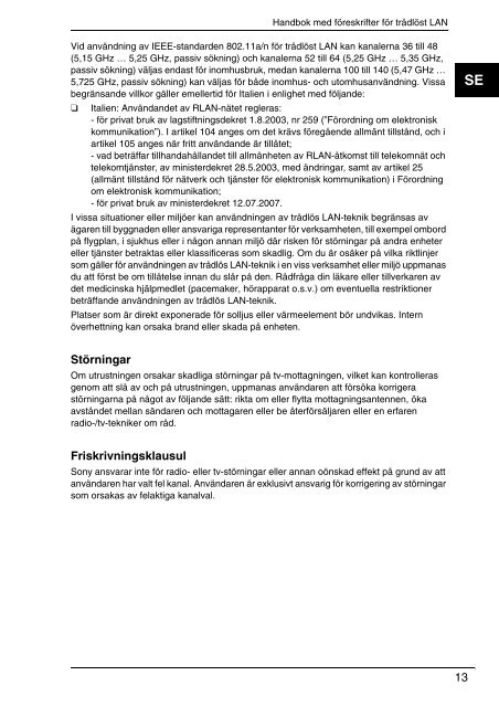 Sony VPCF13S1E - VPCF13S1E Documents de garantie Finlandais