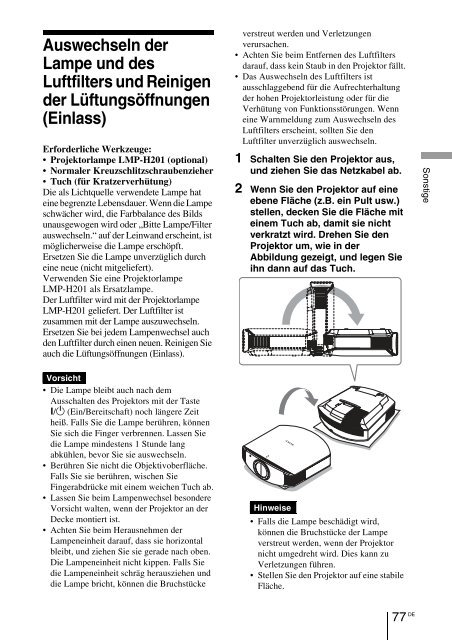 Sony VPL-VW90ES - VPL-VW90ES Consignes d&rsquo;utilisation Fran&ccedil;ais