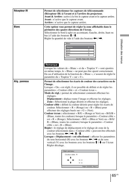 Sony VPL-VW90ES - VPL-VW90ES Consignes d&rsquo;utilisation Fran&ccedil;ais