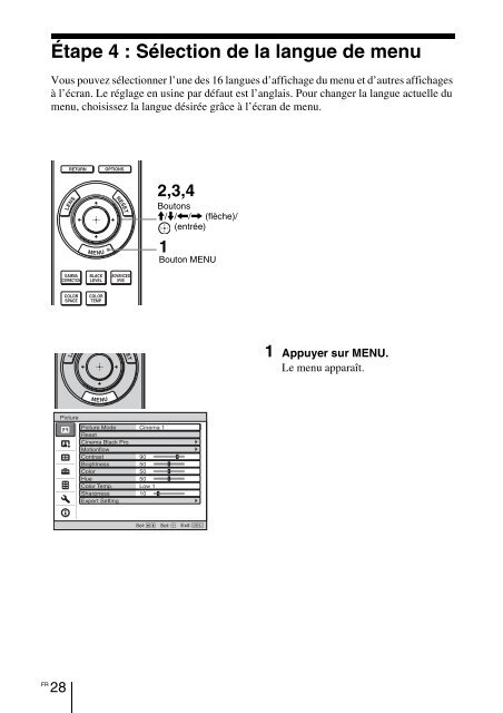 Sony VPL-VW90ES - VPL-VW90ES Consignes d&rsquo;utilisation