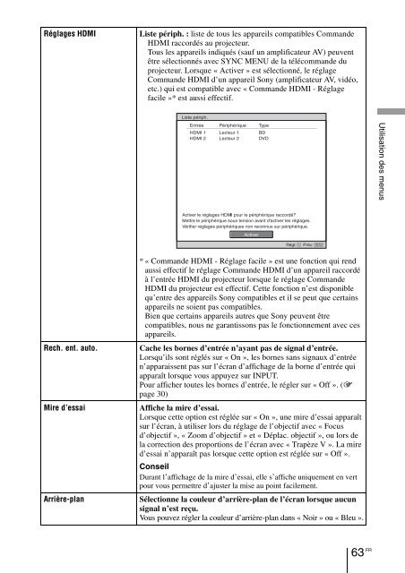 Sony VPL-VW90ES - VPL-VW90ES Consignes d&rsquo;utilisation