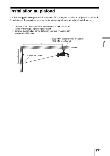 Sony VPL-VW90ES - VPL-VW90ES Consignes d&rsquo;utilisation